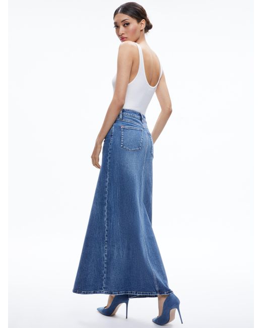Alice + Olivia Blue Rye Denim Maxi Skirt