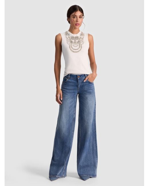 Alice + Olivia White Dede Embellished Tank