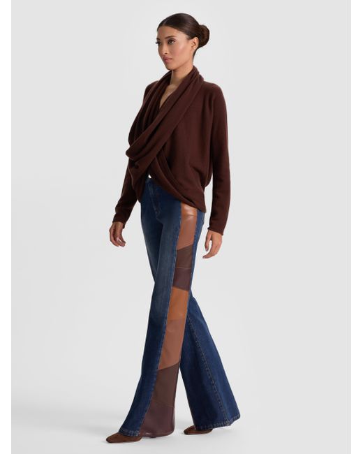 Alice + Olivia Blue Jules Draped Pullover
