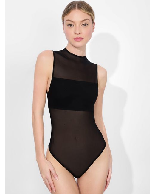 Alice + Olivia Black Bandeau Sleeveless Bodysuit