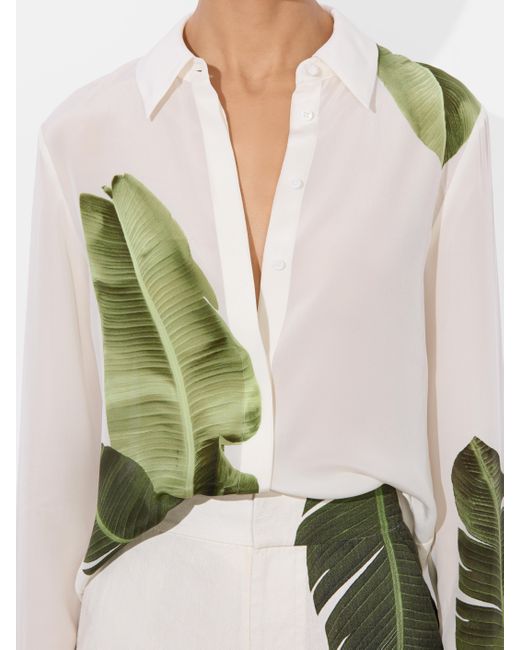 Alice + Olivia Green Willa Silk Blouse