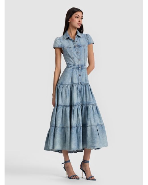 Alice + Olivia Blue Patsy Denim Midi Dress