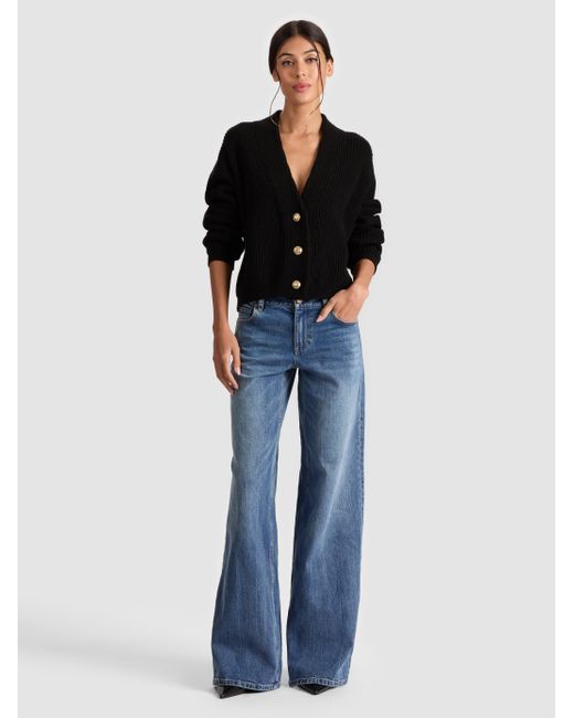 Alice + Olivia Black Holden Foldback Cardigan