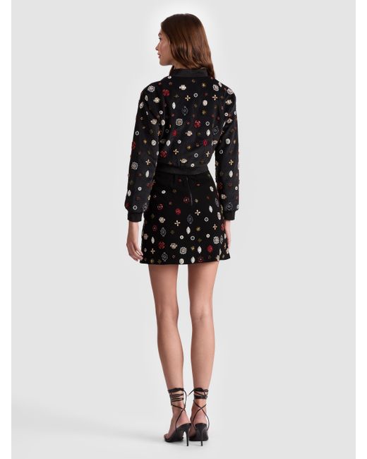 Alice + Olivia Black Jackie Embellished Bomber Jacket