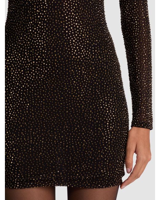 Alice + Olivia Black Delora Embellished Mini Dress