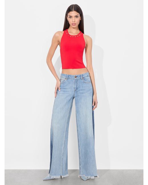 Alice + Olivia Red Heidi Grommet Tank