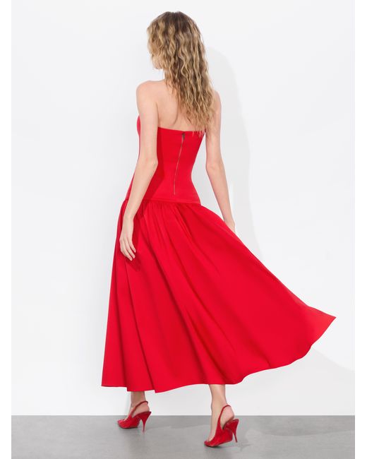 green emerald velvet dress Alice & Olivia Oriana Drop Waist Midi Dress