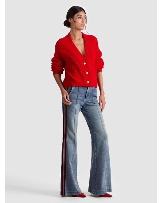 Alice + Olivia Red Holden Foldback Cardigan