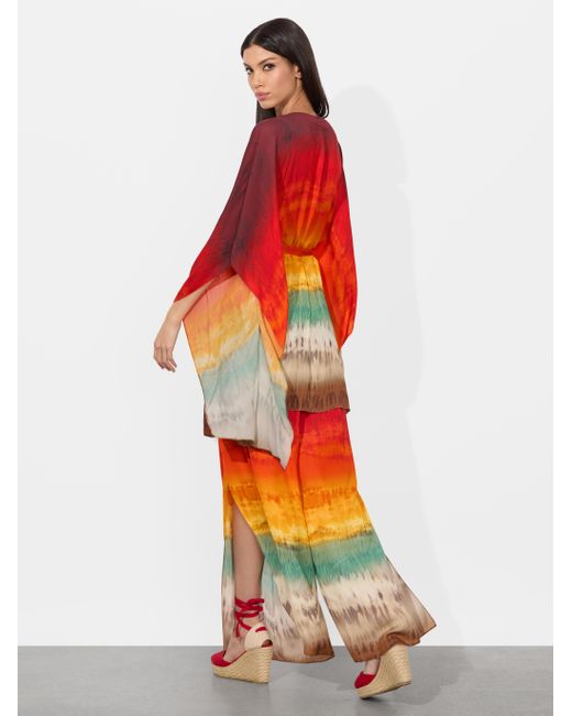 Alice + Olivia Red Marva Belted Mini Kaftan