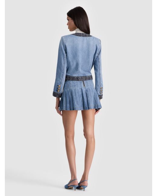 Alice + Olivia Blue Landon Cropped Denim Jacket
