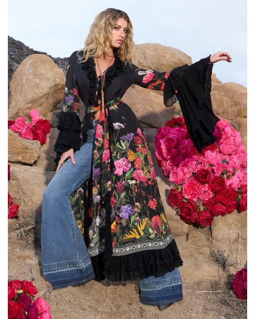 Alice + Olivia Red Adalia Ruffle Maxi Robe