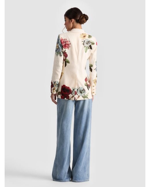 Alice + Olivia Multicolor Breann Printed Linen Blazer
