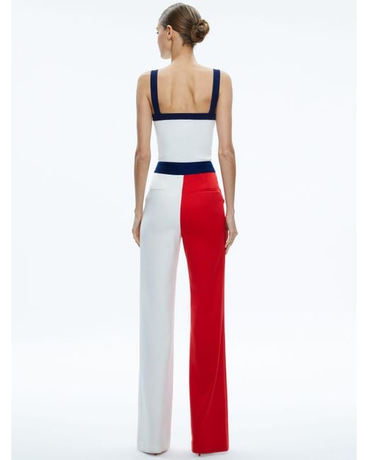 Alice + Olivia Red Narin High Rise Button Front Pant