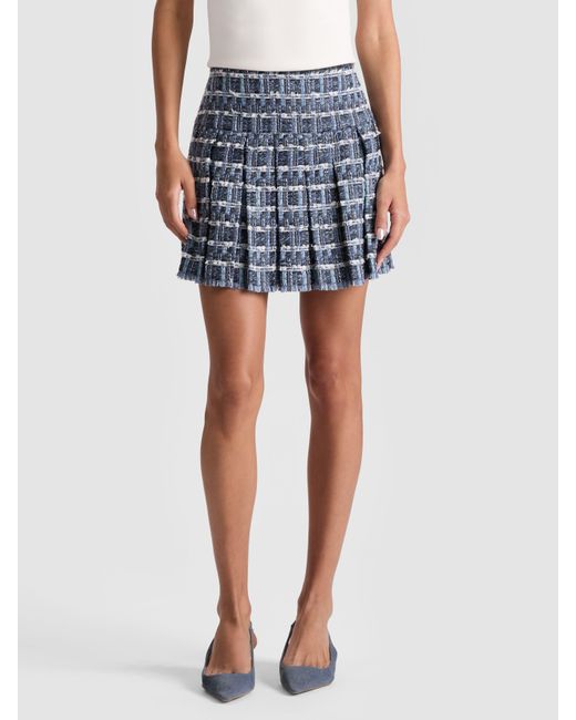 Alice + Olivia Blue Emilie Frayed Box Mini Skirt