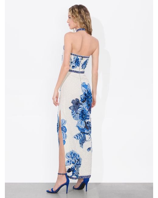 ALICE+OLIVIA チョーカーネック ストラップレスドレス GEORGIE Georgie Choker Strapless Gown In Champagne/multi | Alice +