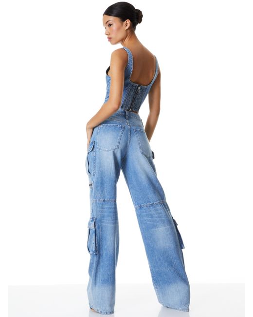 Alice + Olivia Blue Cay Cargo Jean