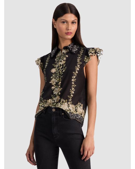 Alice + Olivia Black Martel Blouse