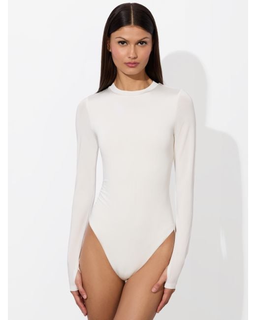 Alice + Olivia White Olea Long Sleeve Bodysuit
