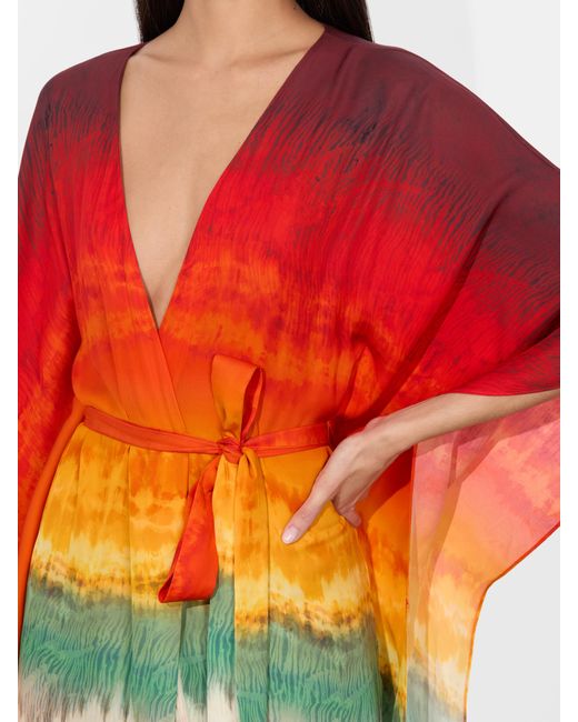 Alice + Olivia Red Marva Belted Mini Kaftan