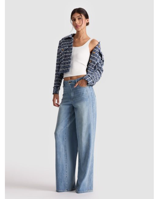 Alice + Olivia Blue Chloe Cropped Jacket