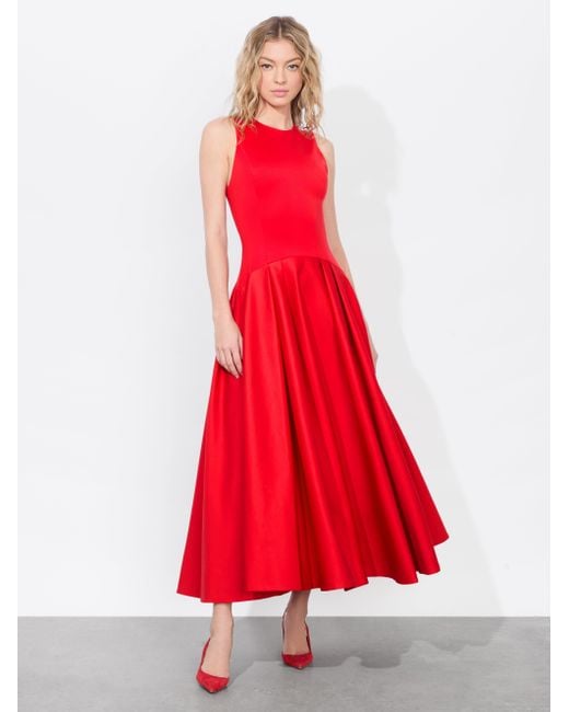 adley drop waist midi dress Navy Tie Front Tiered Adley Midi Dress main image 1