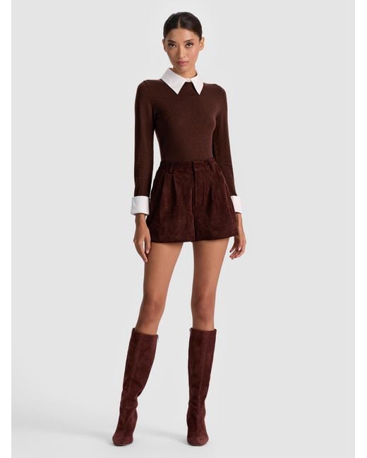 Alice + Olivia Blue Porla Collared Sweater