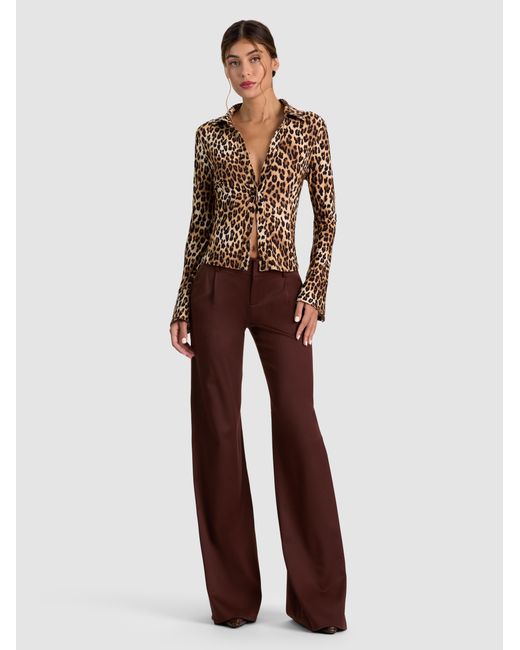 Alice + Olivia Brown Freya Button Down Top