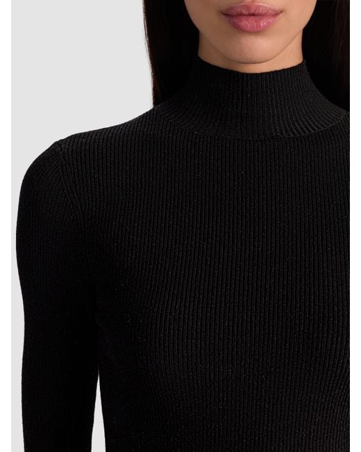 Alice + Olivia Black Roberta Ribbed Turtleneck
