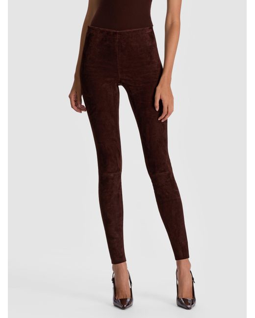 Alice + Olivia Brown Lennox Suede Legging