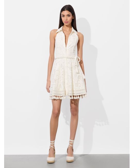 Alice + Olivia White Lucy Mini Shirt Dress