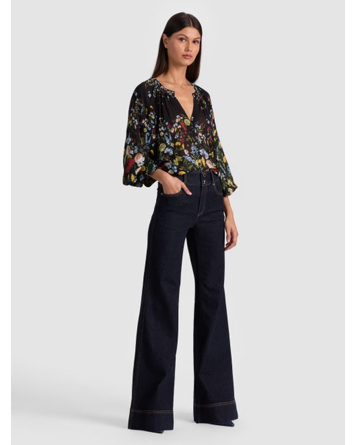 Alice + Olivia Black Thalia Button Down Blouse