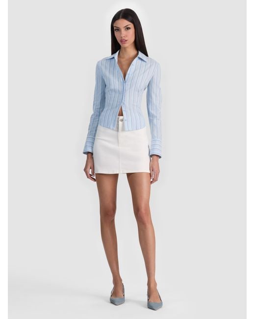 Alice + Olivia Blue Freya Button Down Top