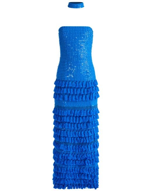 Alice + Olivia Blue Georgie Embellished Gown