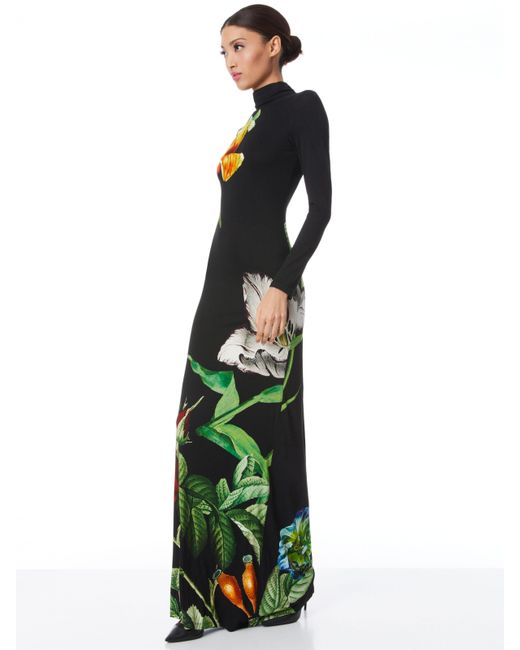 Alice + Olivia Alice + Olivia Delora Fitted Long Sleeve Maxi Dress in Green  | Lyst