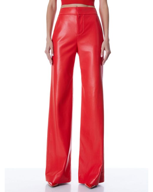 Alice + Olivia Red Deanna High Waisted Vegan Leather Bootcut Pant