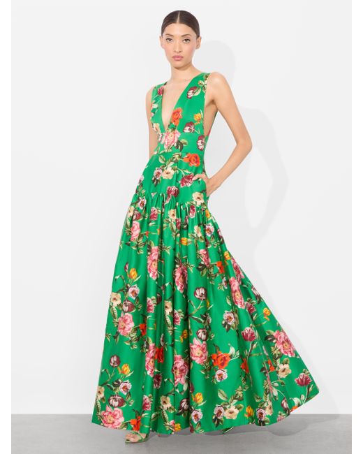 ALICE AND OLIVIA　緑ドレス Alice + Olivia Lila Structured Maxi Dress in Green | Lyst