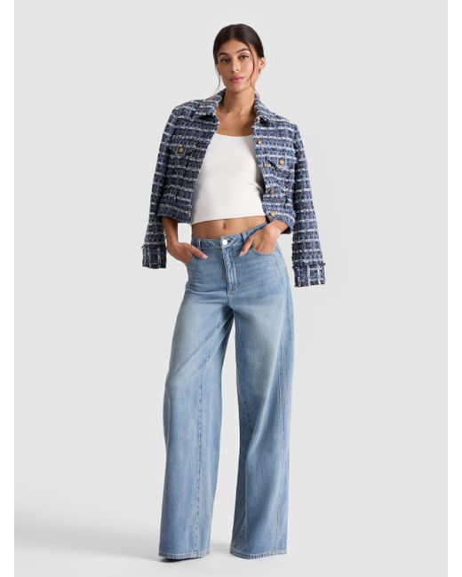 Alice + Olivia Blue Chloe Cropped Jacket