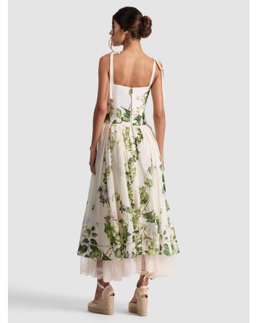 Alice + Olivia Haven Flared Midi Dress in White | Lyst Alice + Olivia Haven Flared Midi Dress in White | Lyst