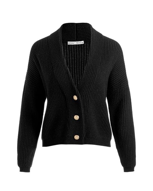 Alice + Olivia Black Holden Foldback Cardigan