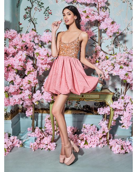 Alice + Olivia Nessa Bubble Mini Dress in Red | Lyst