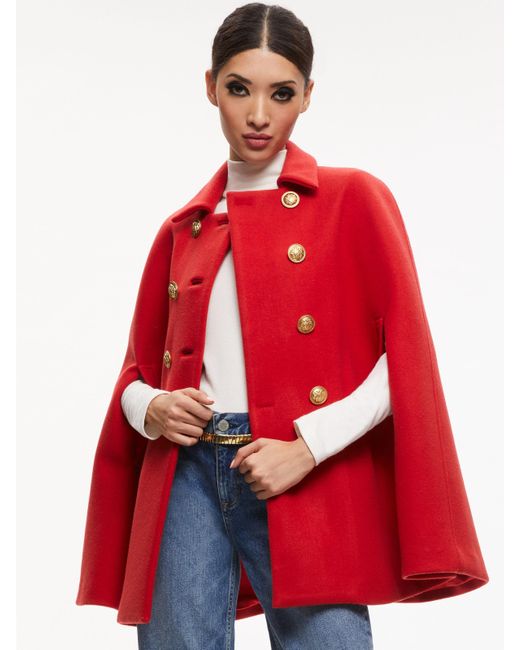 Alice + Olivia Red Reynalda Double Breasted Cape