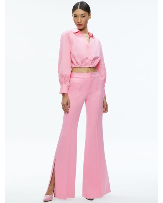 Alice + Olivia Pink Trudy Cropped Button Down