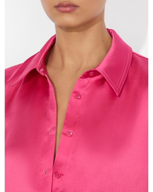 Alice + Olivia Pink Leon Cropped Button Down