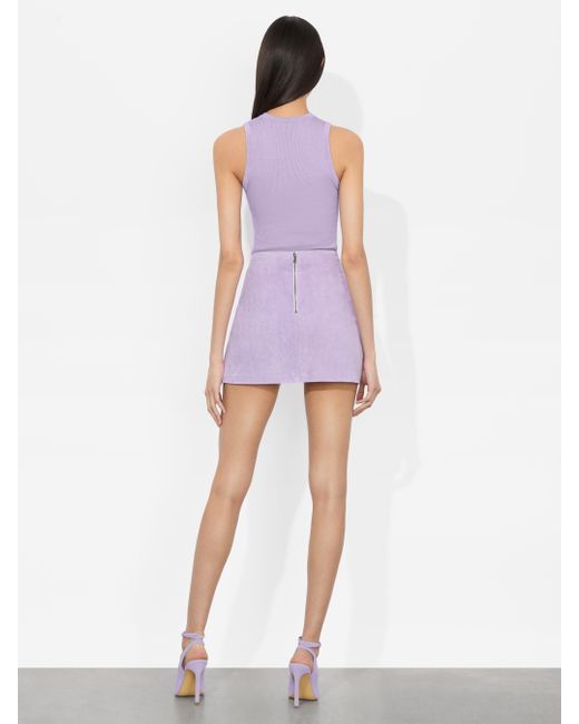 Alice + Olivia Riley Suede Mini Skirt in Purple | Lyst