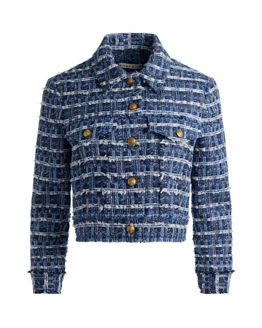 Alice + Olivia Blue Chloe Cropped Jacket
