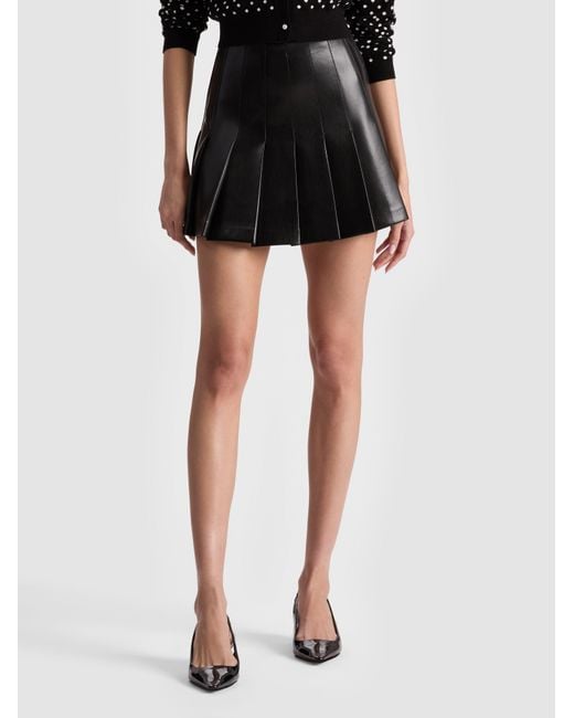 Alice + Olivia Black Alice + Olivia Carter Vegan Leather Pleated Skirt