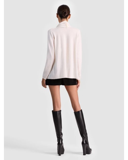 Alice + Olivia White Jules Draped Pullover