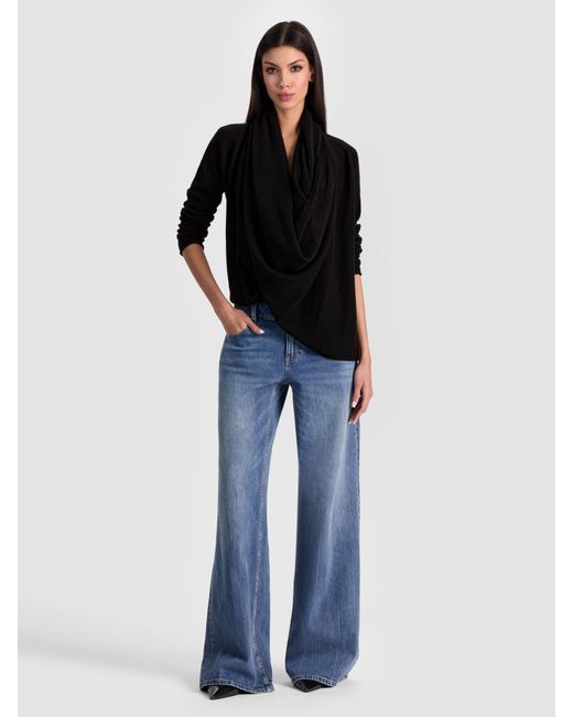 Alice + Olivia Black Jules Draped Pullover