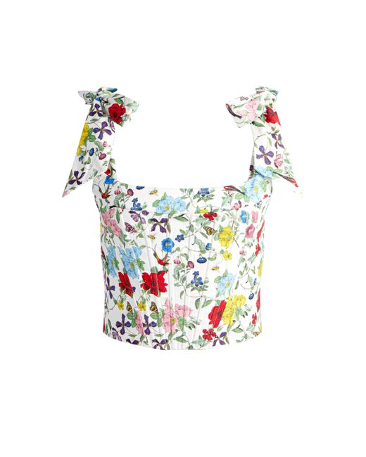 Alice + Olivia White Clara Bow Strap Bustier