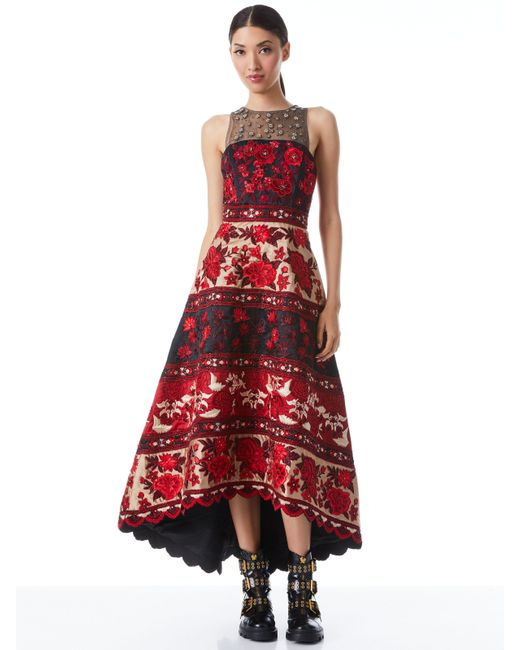 alice and olivia red gown